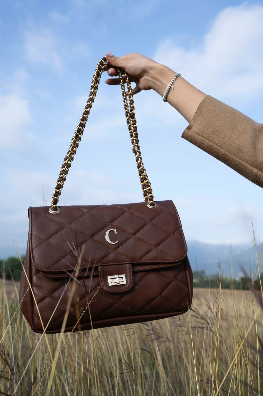 AMBER LILY CHAIN BAG - OCRE OBSCURO