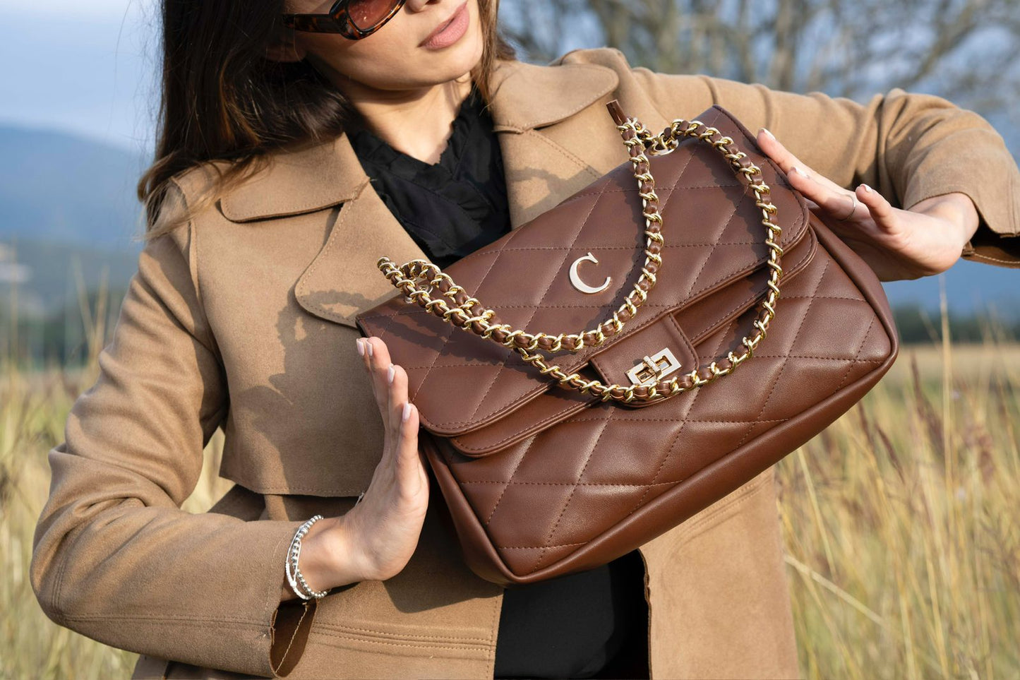 AMBER LILY CHAIN BAG - OCRE OBSCURO